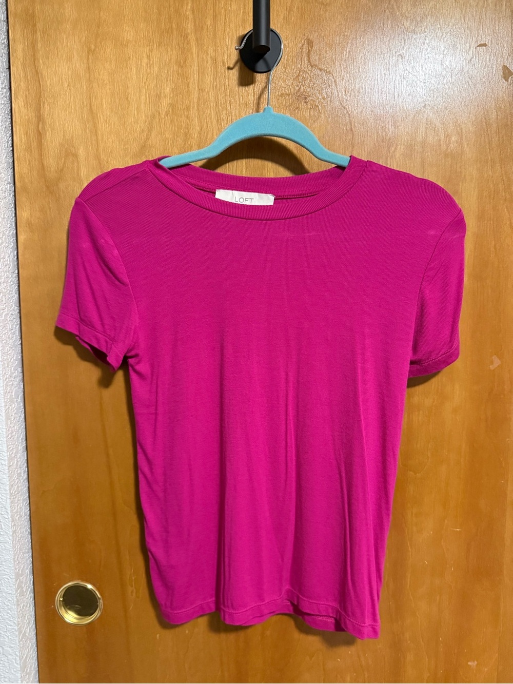 LOFT Bright Fuchsia Short Sleeve Crewneck Tee